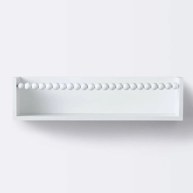 Beaded Decorative Wall Shelf – White
