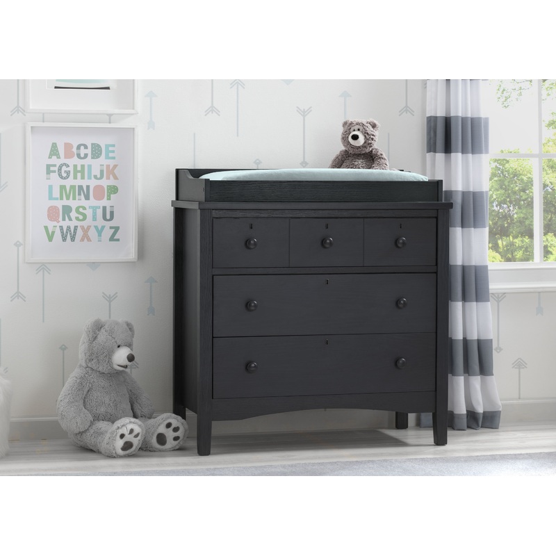 Farmhouse 3 Drawer Dresser with Changing Top and Interlocking Drawers