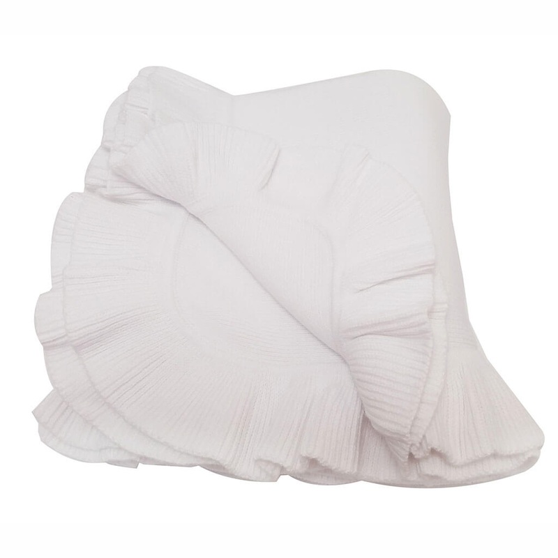Jersey Knitted Ruffle Blanket White
