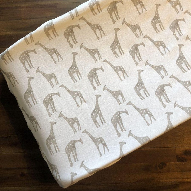 Liz & Roo Giraffe (Taupe) Contoured Changing Pad Cover