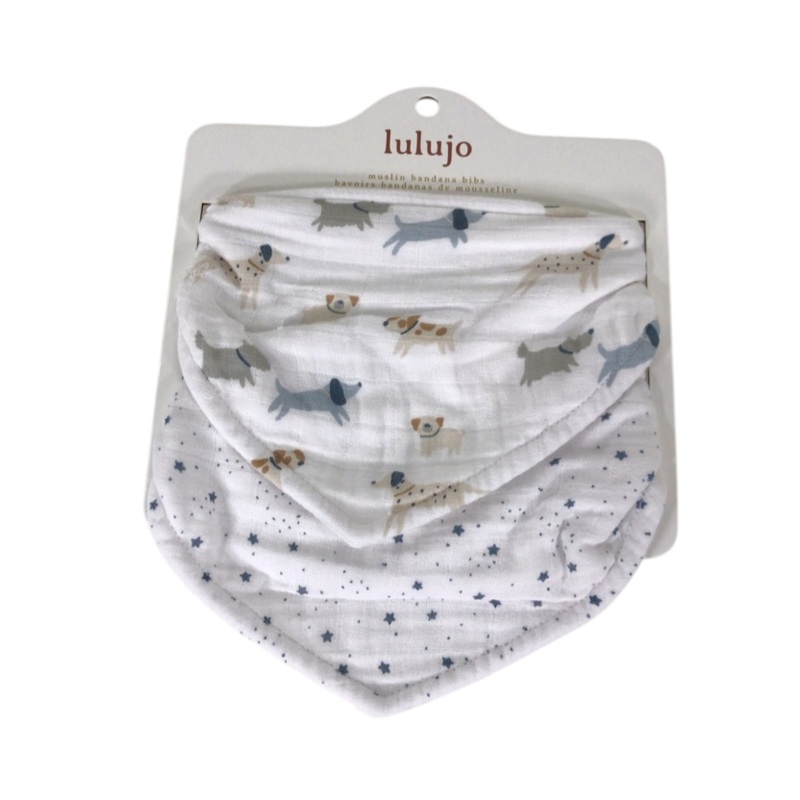 Lulujo Cotton Muslin Bandana Bibs, Puppy/Stars