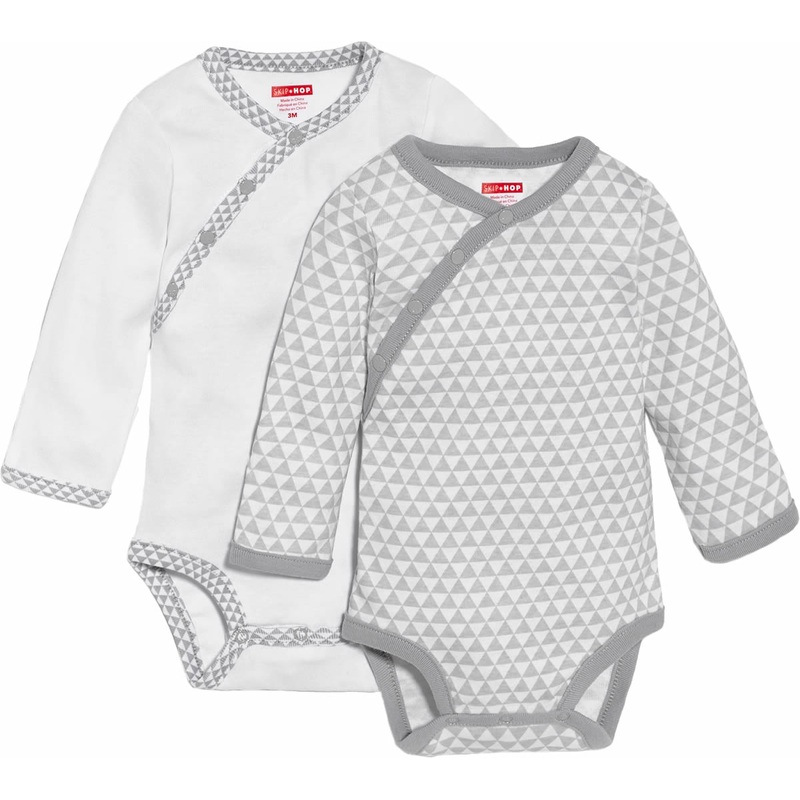 Skip Hop Petite Triangles 2-Pack Long Sleeve Bodysuits – Grey (9 Months)