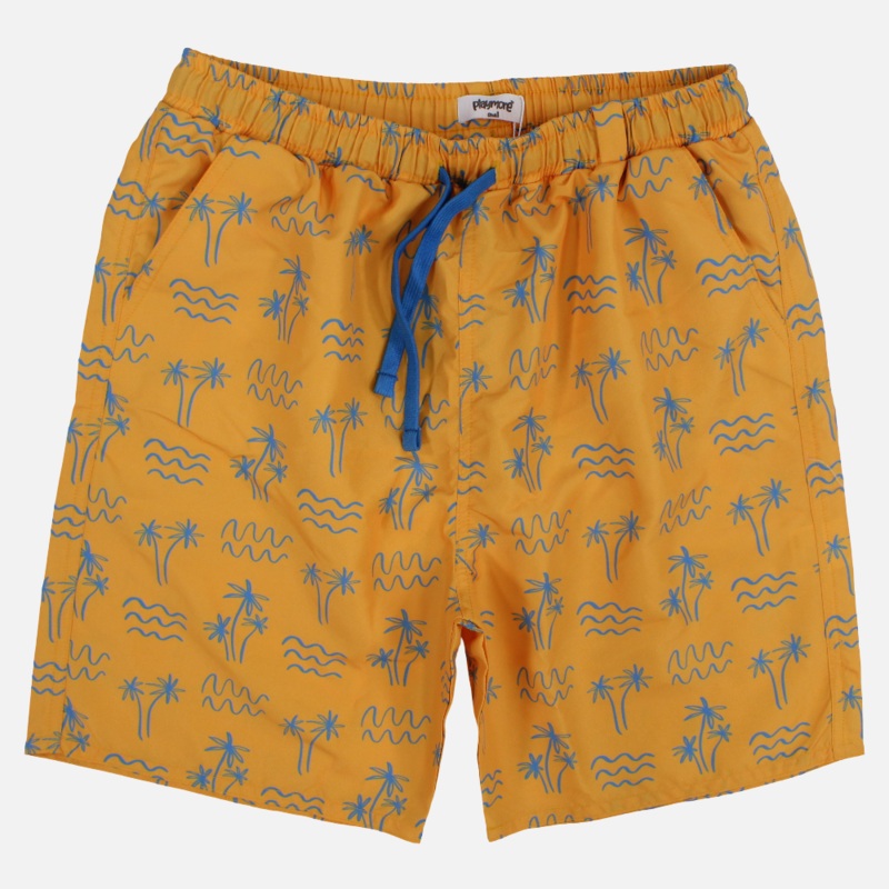 Boys Swimsuit  Mustard with Palm Print