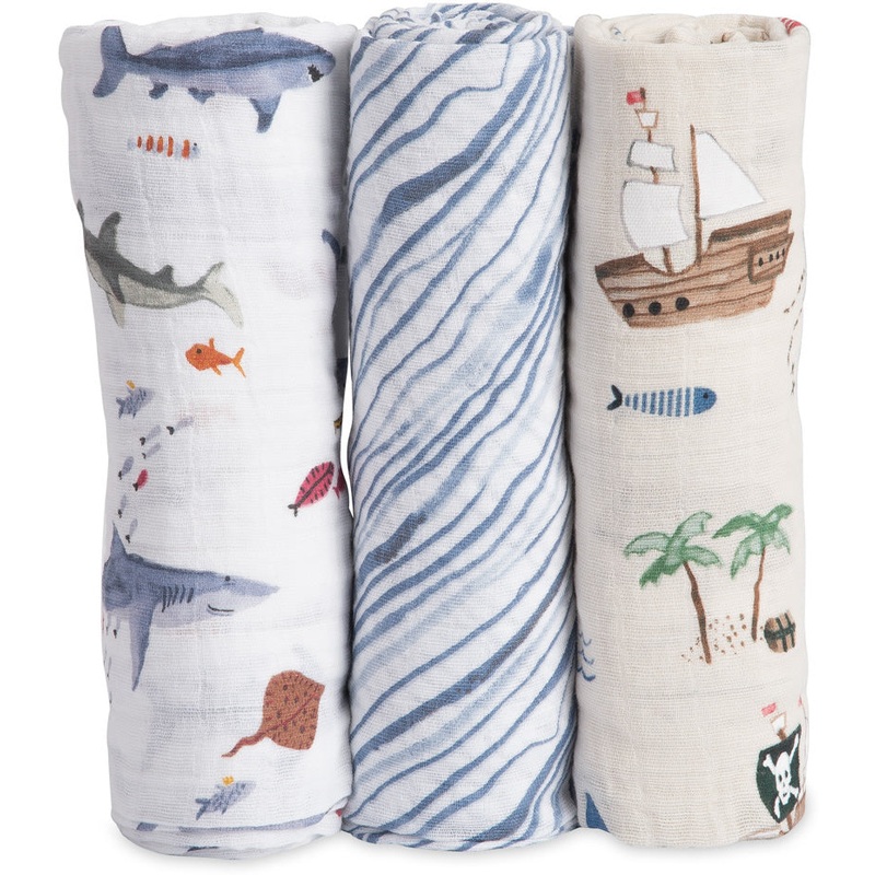 Little Unicorn Cotton Muslin Swaddle 3-Pack – Shark