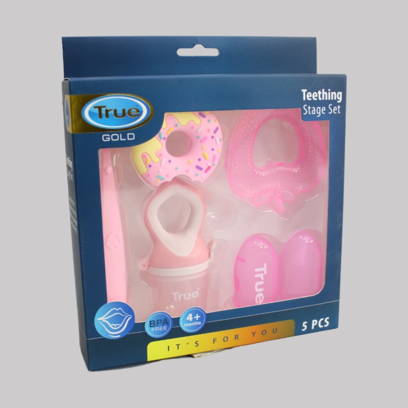 True Gold Baby Teething Kit 5 Pieces, Pink, 4+ Months