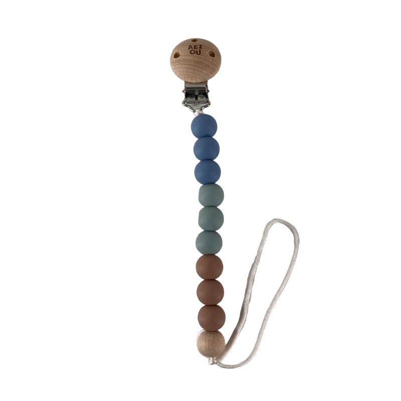AEIOU Silicone Pacifier Clip, Sky Multi