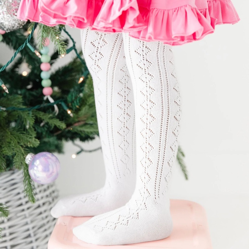 Fancy Knit Tights – White