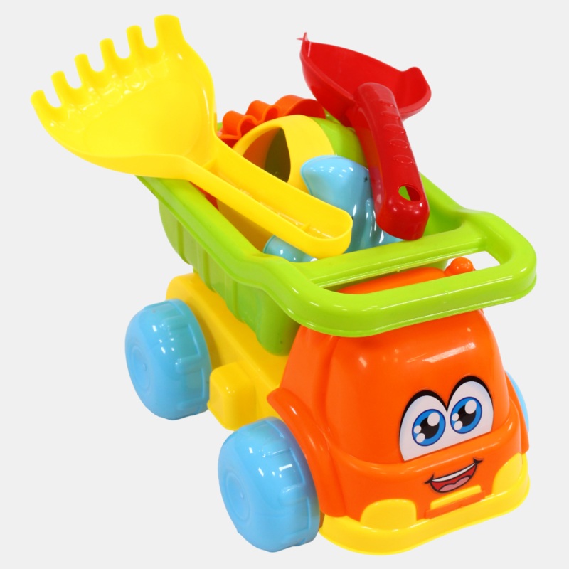 Beach Tipper Truck with Water Sprayer & Tools  Orange & Green