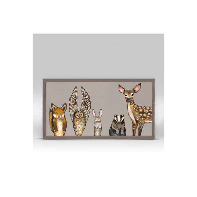 Green Box Art Forest Animals – Taupe Mini Framed Canvas