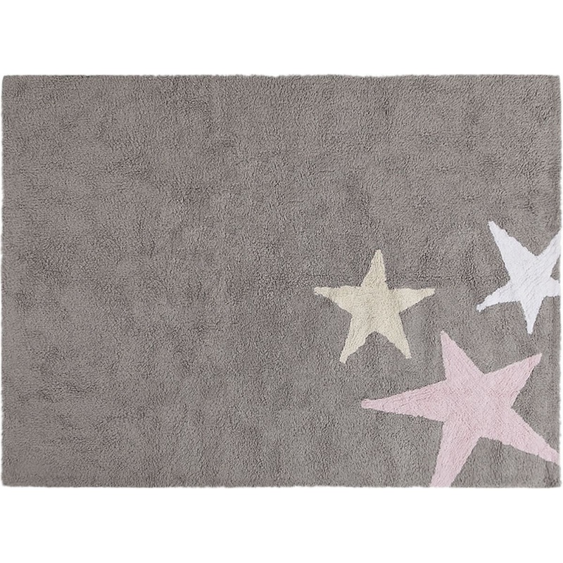 Lorena Canals Three Stars Tricolor Rug – Grey/Pink (4′ x 5′ 3″)