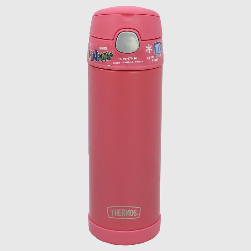 Thermos Bottle 470ml  Coral Stainless Steel & Straw Lid