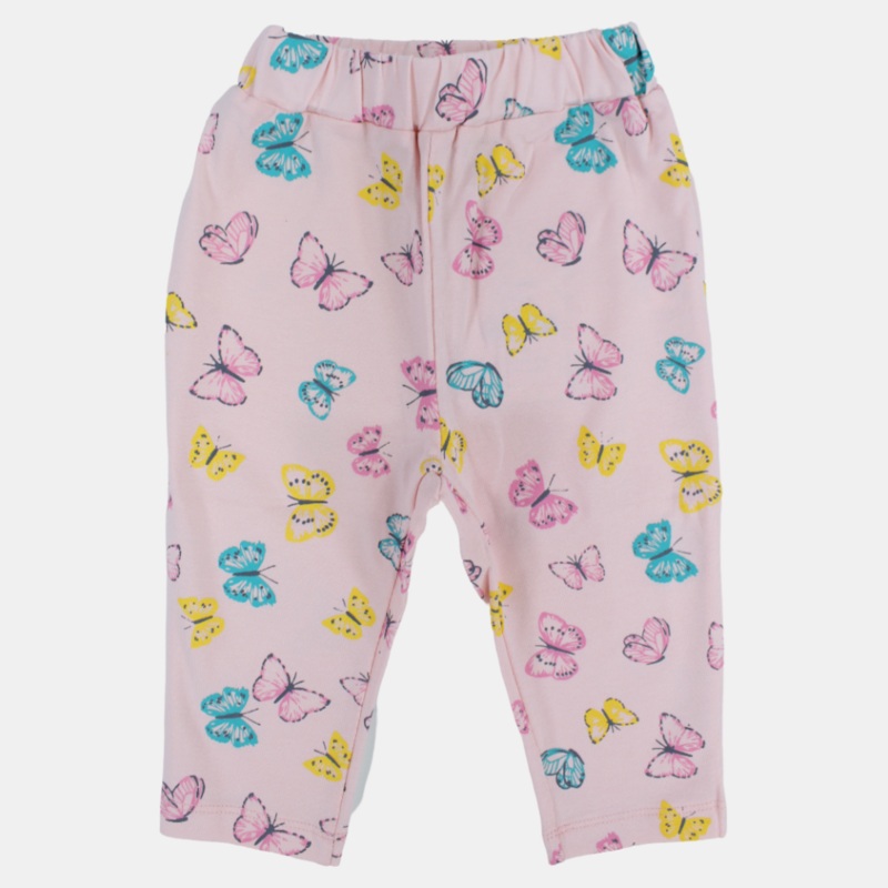 Baby Girls Cotton Leggings  Pink with Butterflies