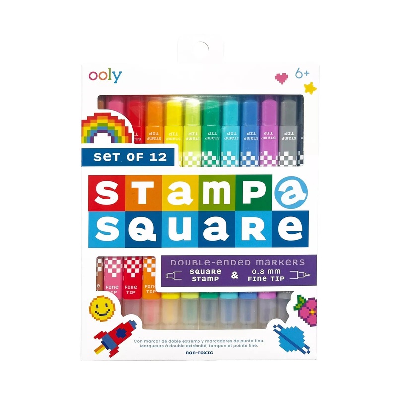 Ooly Stamp A Square Double Ended Markers – Set of 12