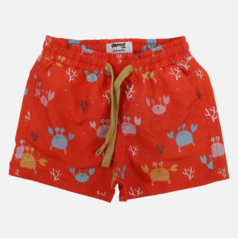 Baby Boys Swimsuit  Orange with Crabs Print