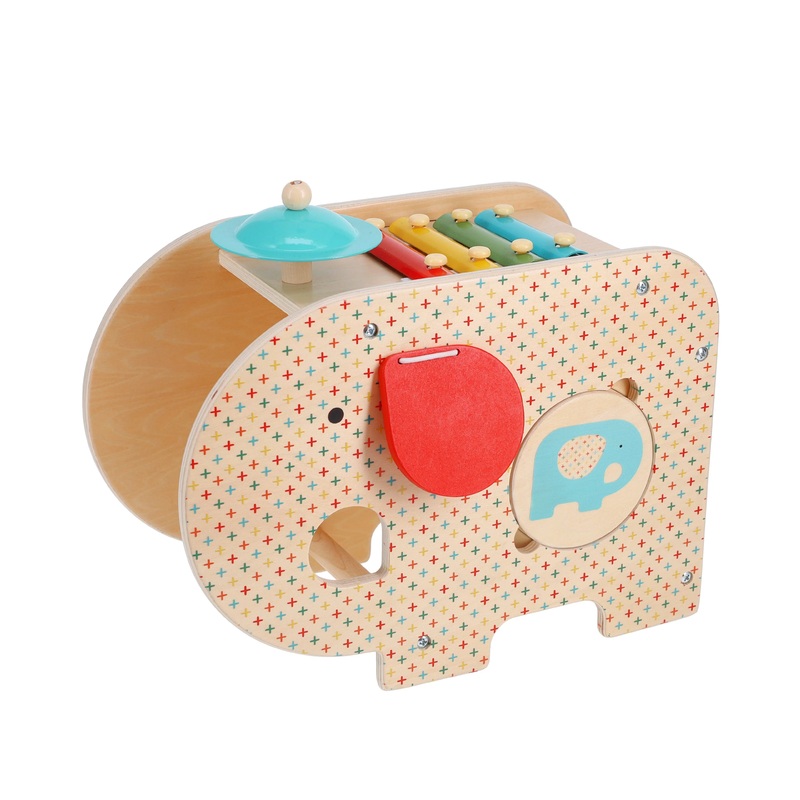Petit Collage Wooden 5-in-1 Elephant Music Toy