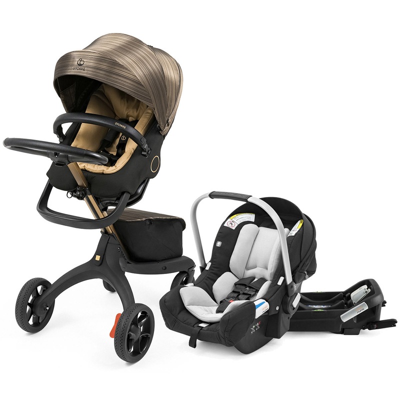 Stokke Xplory X Stroller + Stokke Pipa Travel System Bundle – Gold Edition / Black