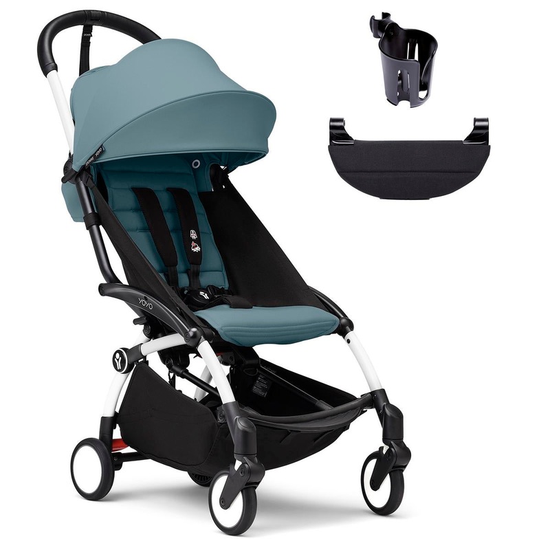 Stokke YOYO3 Ultra Compact 6+ Stroller + Essentials Bundle – White / Aqua