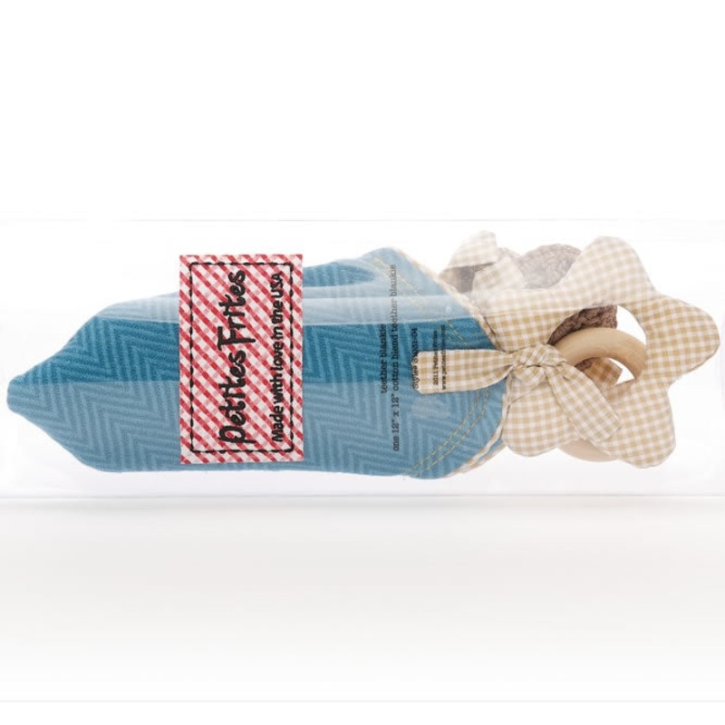 Petites Frites Teether Blankie – Slate Blue