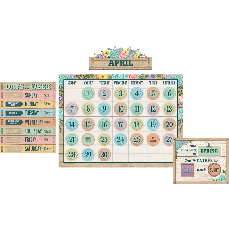 Rustic Bloom Calendar Bulletin Board(C)