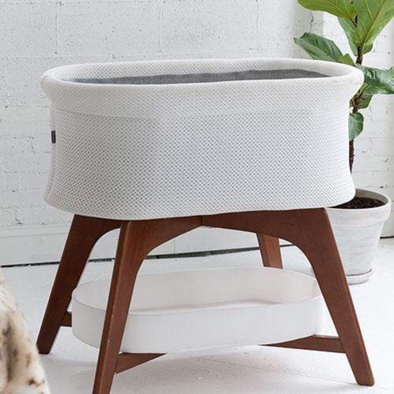 TruBliss Evi Smart Bassinet – White (Google Home & Alexa Compatible)