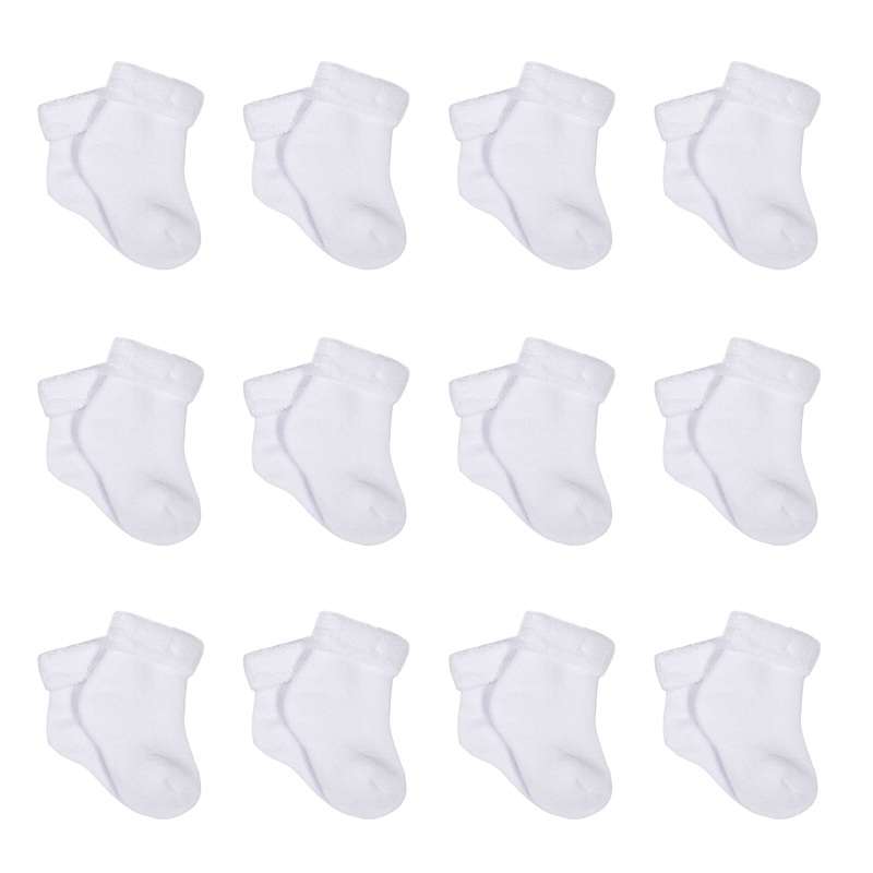 12-Pack White Wiggle Proof Terry Bootie Socks