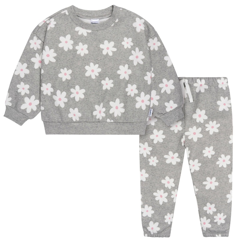 2-Piece Baby & Toddler Girls Big Daisies Sweatshirt & Pant Set