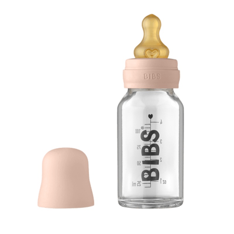 BIBS Baby Glass Bottle Complete Set  Latex 110ml (Blush)