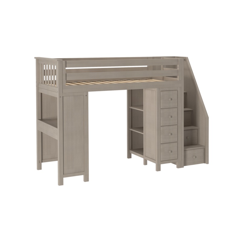 Chester 3 – Twin High Loft w/ Staircase, Dresser-Bookcase & Desk