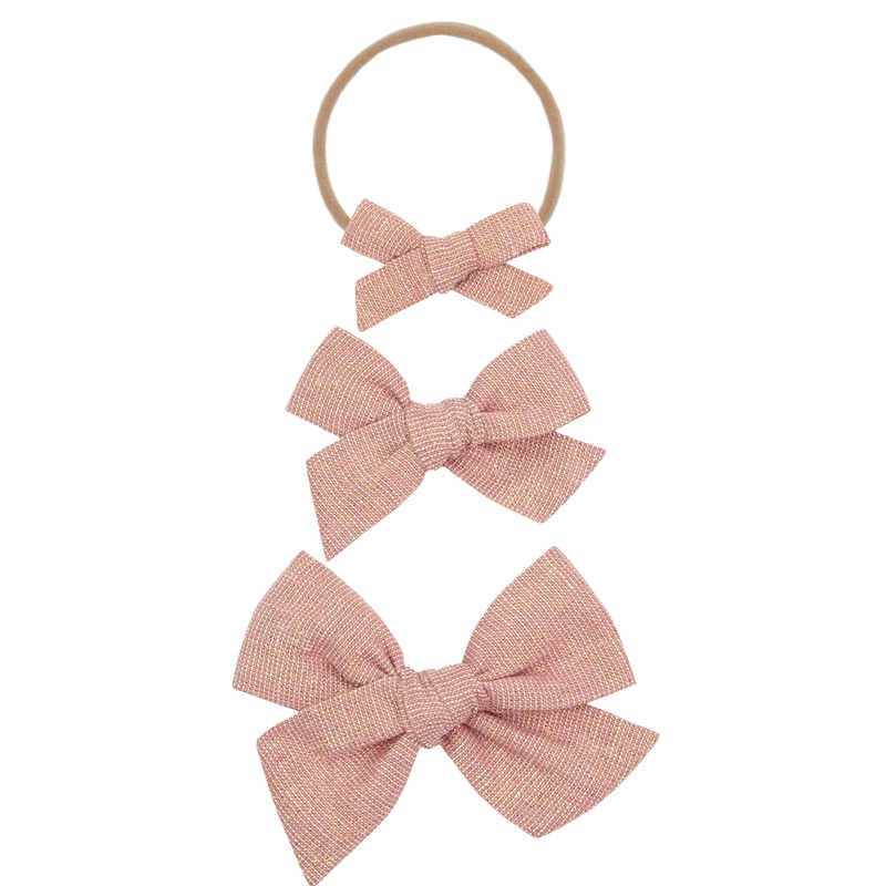 Linen Bow – Metallic Rose Headband