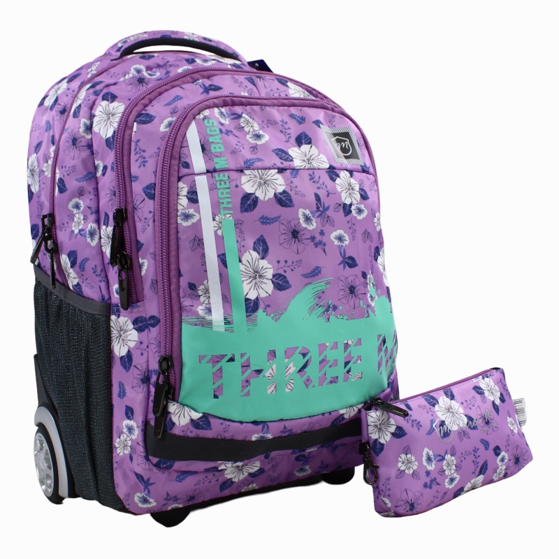 Purple School Set  20 Inches (Trolley Bag + Pencil case)