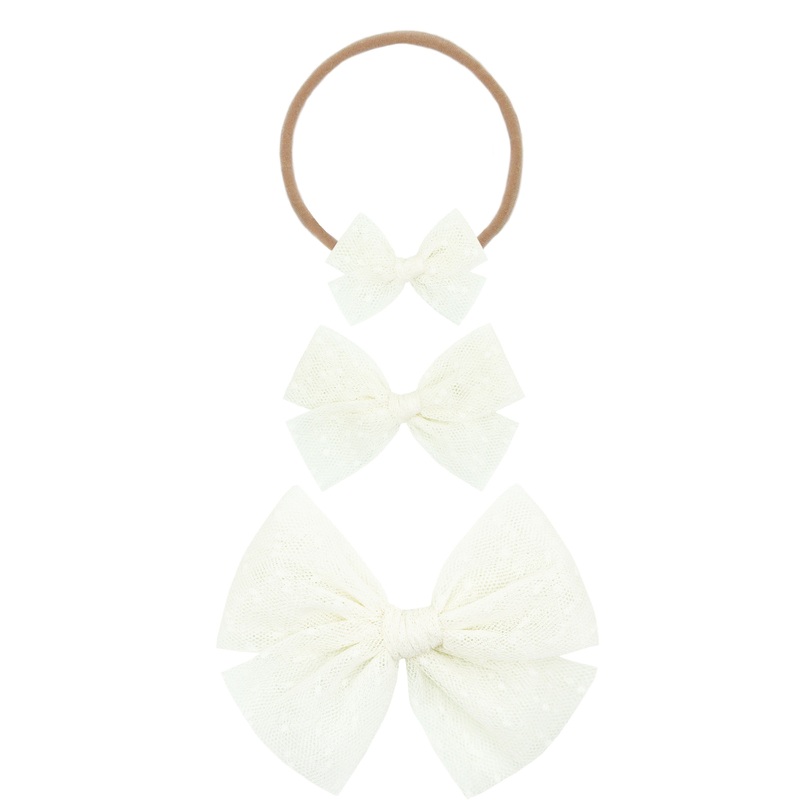 Tulle Bow – Ivory Dot Headband