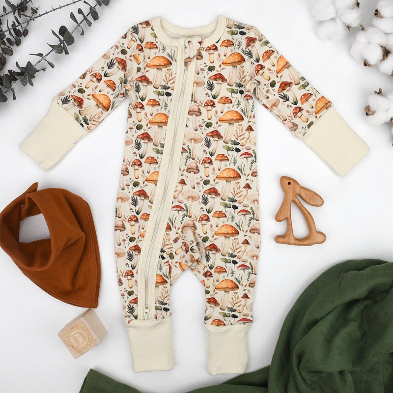 Earthy Organic Cotton Baby Pajamas – Fennel