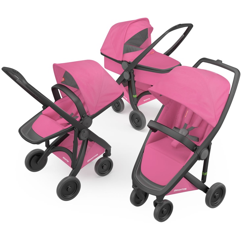 Greentom 3 in 1 Stroller – Black/Pink