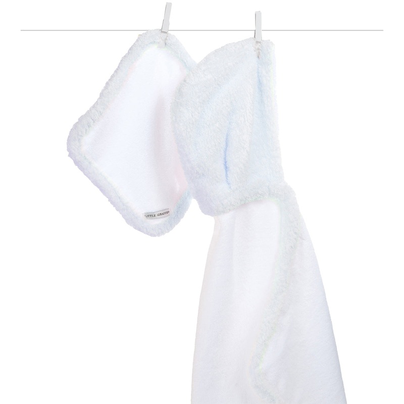 Little Giraffe Splash & Dry Chenille Towel & Washcloth Set in Blue