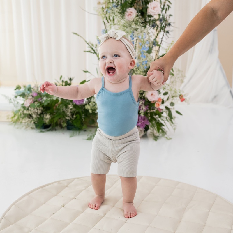 Ribbed Toddler Biker Shorts in Oat