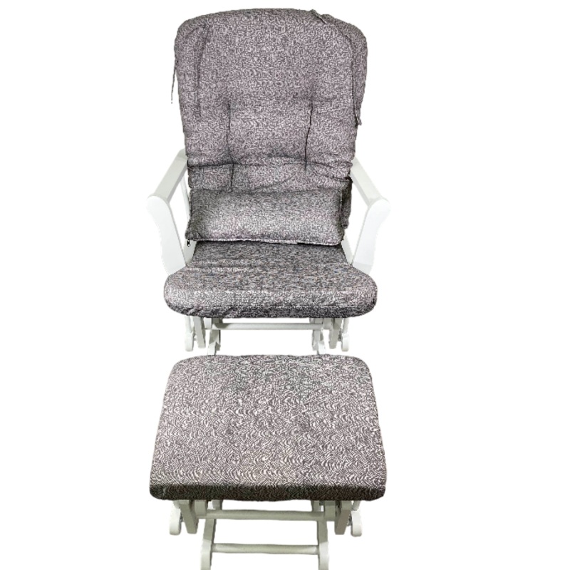 Stork Craft Glider And Ottoman, White/Gray Swirl