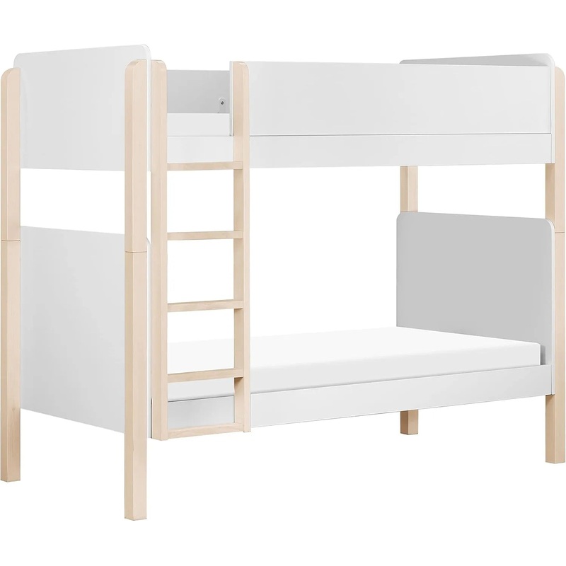 Tiptoe Twin Over Twin Bunk Bed – White and Washed Natural