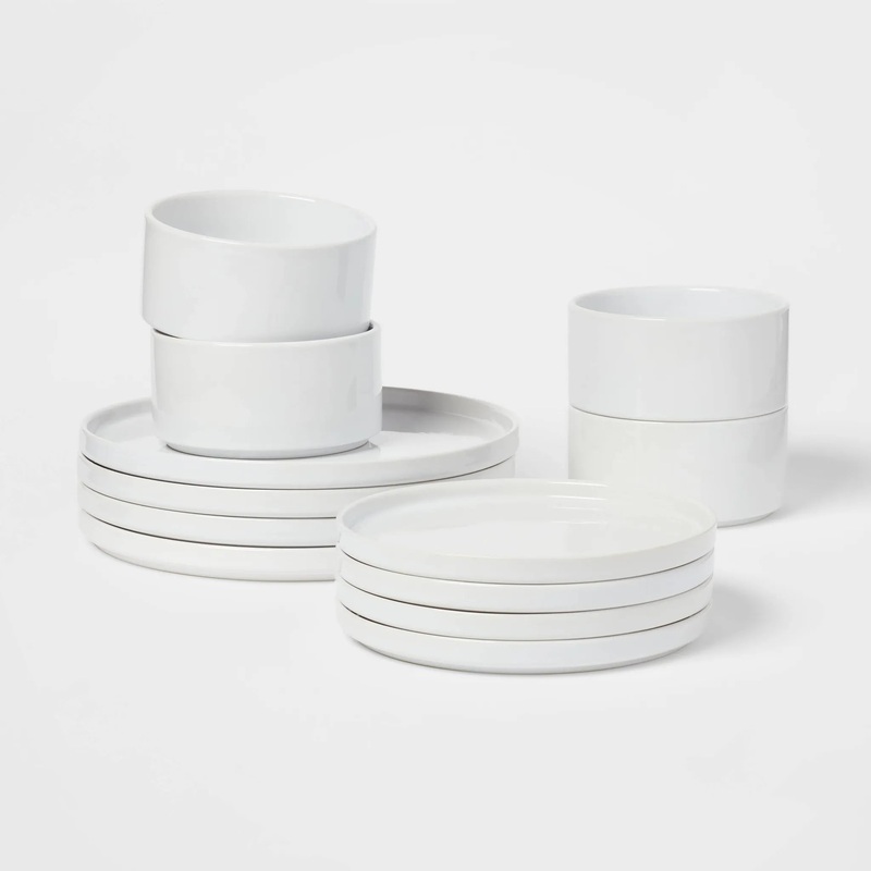 12pc Stoneware Stella Dinnerware Sets White – Threshold (See Description)