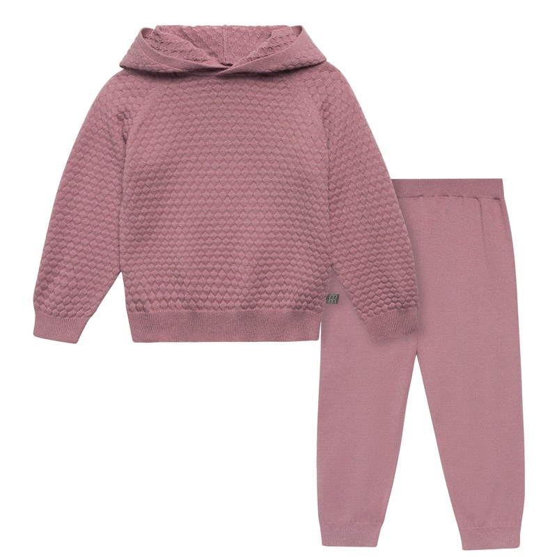 2-Piece Infant & Toddler Girls Rose Sweater Knit Hoodie Viscose Set