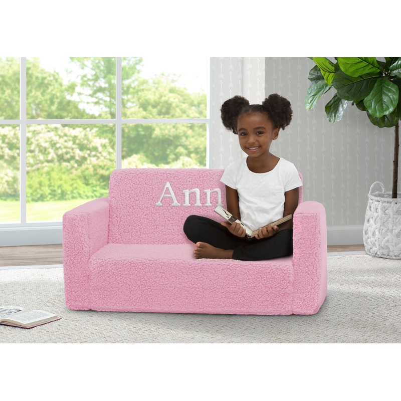 Personalized Cozee Flip-Out Sherpa 2-in-1 Convertible Sofa to Lounger for Kids