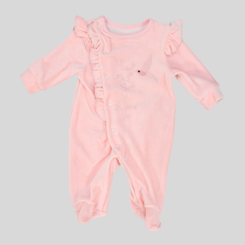 Ruffled Long-Sleeved Baby Footie