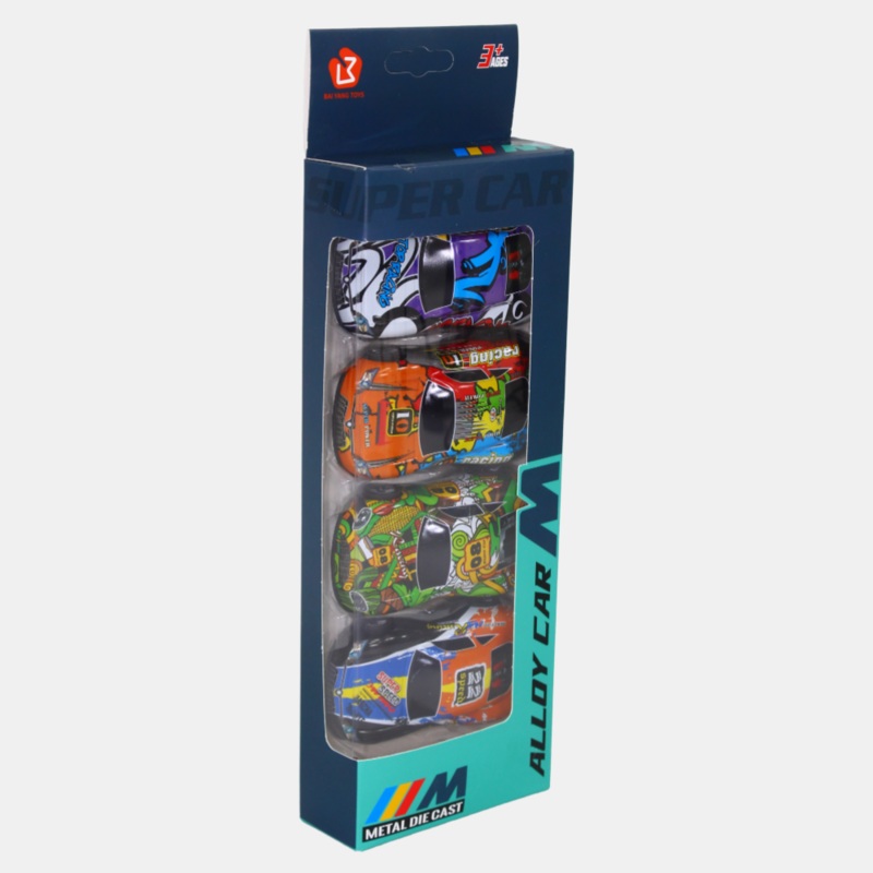 Set of 4 Die Cast Racing Cars for Kids  Multicolor