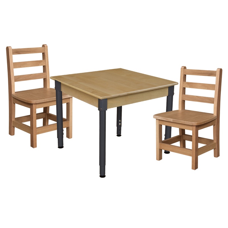 24″ x 36″ Rectangle Hardwood Adjustable-Height Table w/ Chairs (12″ Seat Height)
