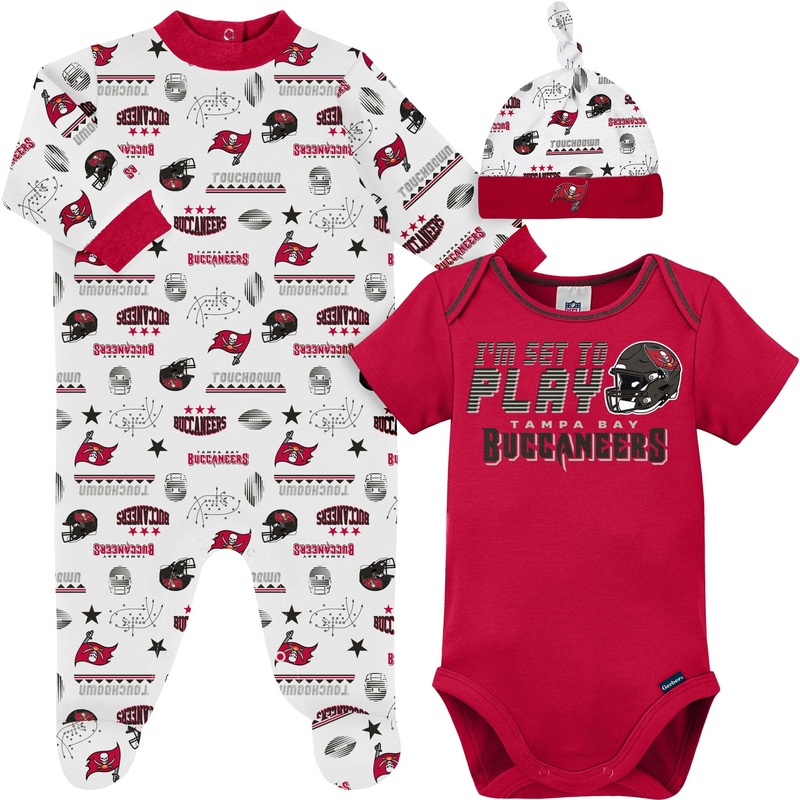 3-Piece Baby Boys Buccaneers Bodysuit, Sleep ‘N Play & Cap Set
