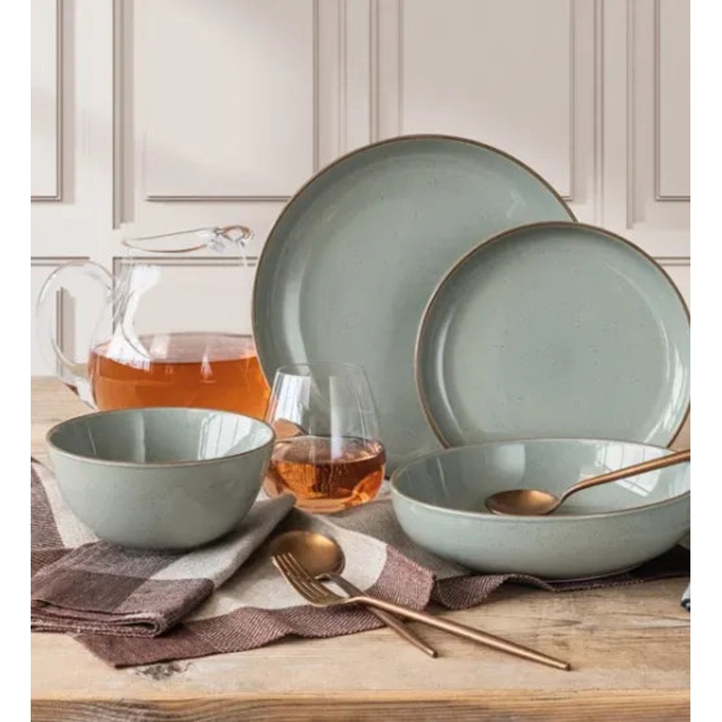Sage Round Stoneware 16-Piece Dinnerware Set