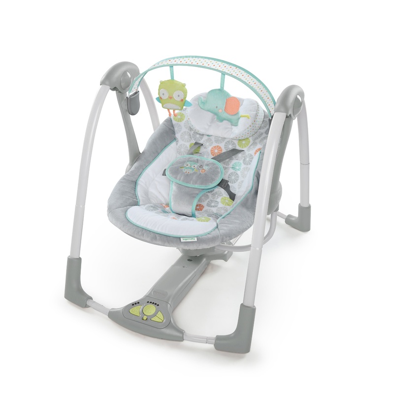 Ingenuity Swing ‘n Go Portable 5-Speed Baby Swing with Nature Sounds – Hugs & Hoots