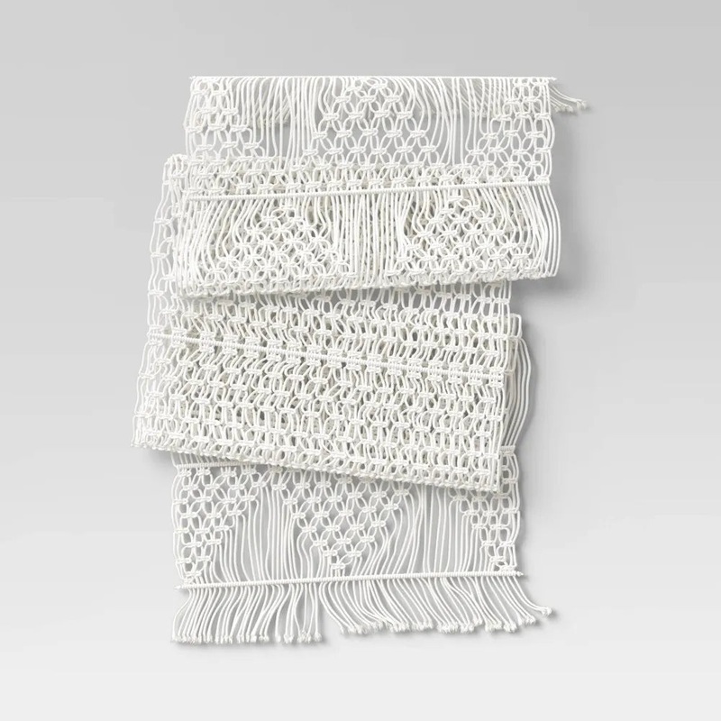 108″ X 14″ Cotton Macrame Runner White – Threshold: Geometric Bohemian Tablecloth, Fall Decor