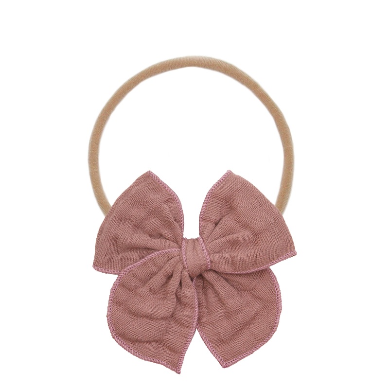 Cloud Muslin Heirloom Bow – Berry Headband