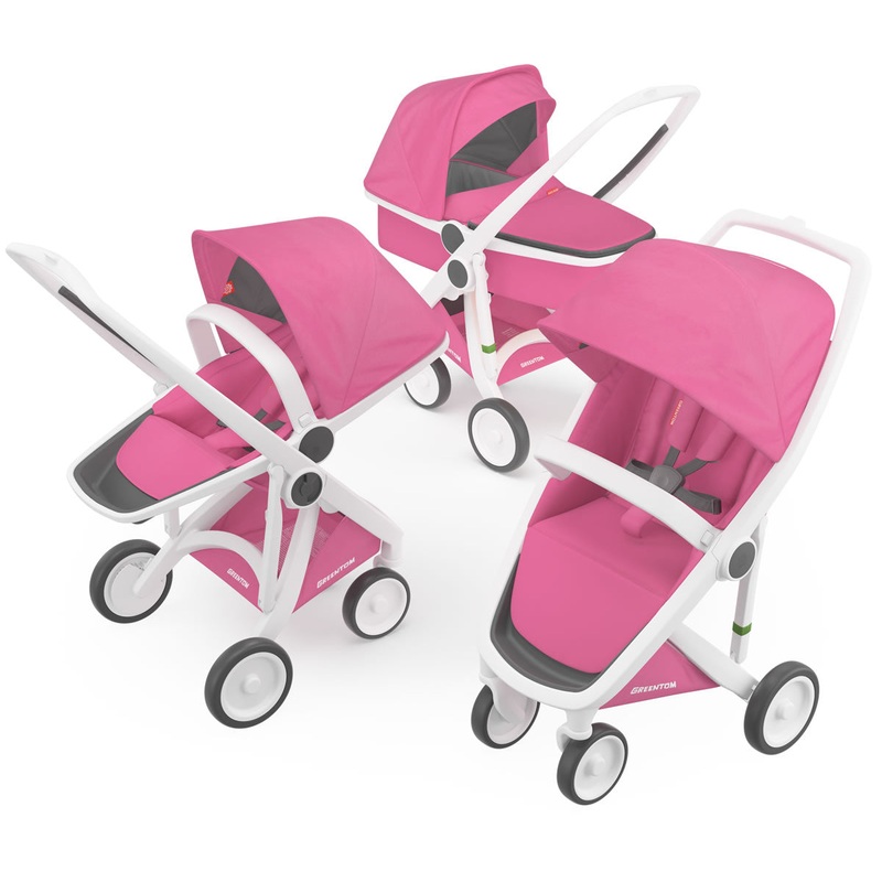 Greentom 3 in 1 Stroller – White/Pink