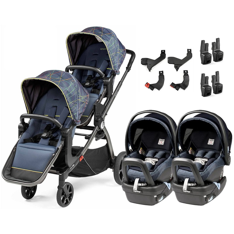 Peg Perego YPSI + Primo Viaggio 4-35 Nido Twin Travel System Bundle – New Life / Mirage Blue